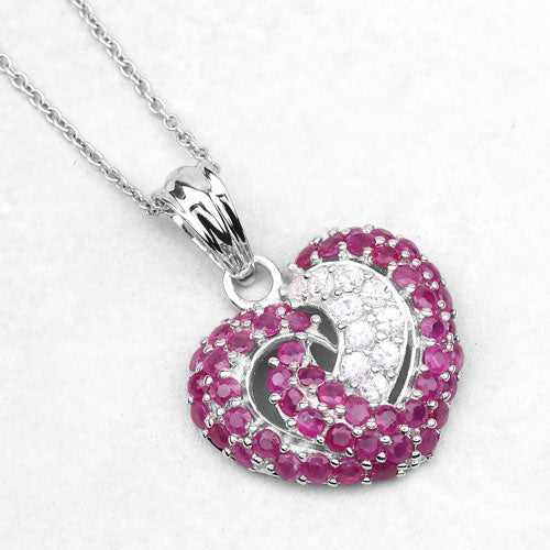 2.65 Carat Genuine Ruby and White Sapphire .925 Sterling Silver Pendant by Bids.com