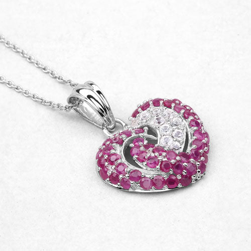 2.65 Carat Genuine Ruby and White Sapphire .925 Sterling Silver Pendant by Bids.com