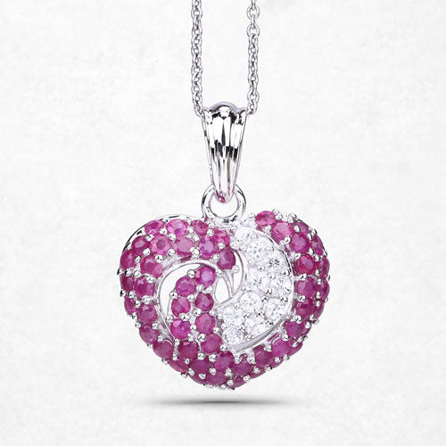 2.65 Carat Genuine Ruby and White Sapphire .925 Sterling Silver Pendant by Bids.com