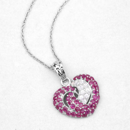 2.65 Carat Genuine Ruby and White Sapphire .925 Sterling Silver Pendant by Bids.com
