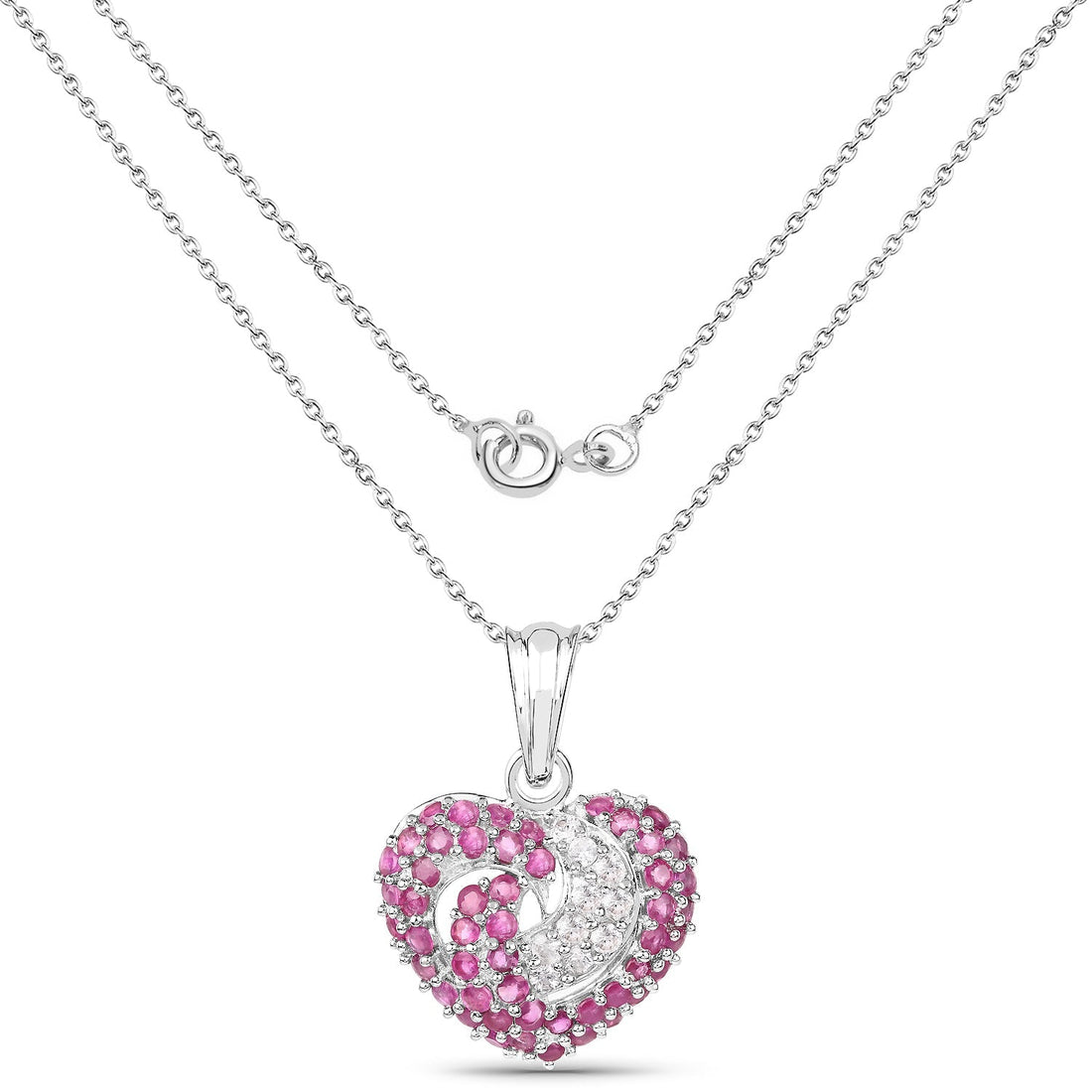 2.75 Carat Genuine Ruby &amp; White Sapphire .925 Sterling Silver Pendant 