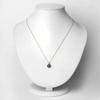 0.43 Carat Genuine Blue Sapphire and White Diamond 10K Yellow Gold Pendant  DestGlow