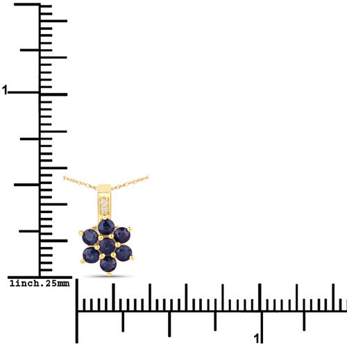 0.43 Carat Genuine Blue Sapphire and White Diamond 10K Yellow Gold Pendant  DestGlow