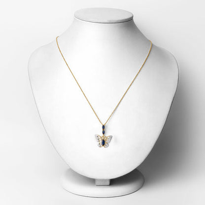0.92 Carat Genuine Blue Sapphire and White Zircon .925 Sterling Silver Pendant by Bids.com