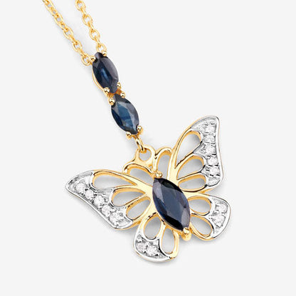 0.92 Carat Genuine Blue Sapphire and White Zircon .925 Sterling Silver Pendant by Bids.com