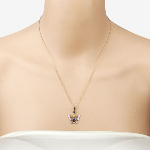 0.92 Carat Genuine Blue Sapphire and White Zircon .925 Sterling Silver Pendant by Bids.com