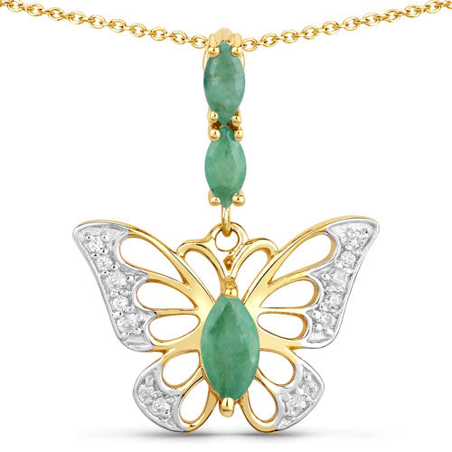 0.72 Carat Genuine Emerald and White Zircon .925 Sterling Silver Pendant by Bids.com