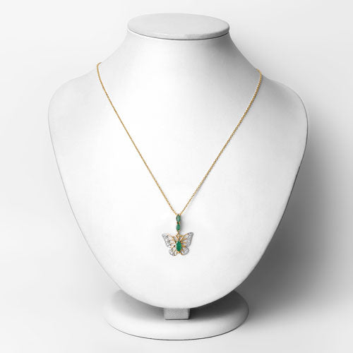 0.72 Carat Genuine Emerald and White Zircon .925 Sterling Silver Pendant by Bids.com