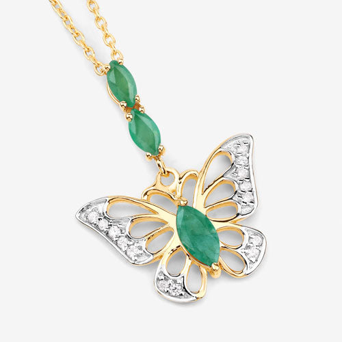 0.72 Carat Genuine Emerald and White Zircon .925 Sterling Silver Pendant by Bids.com