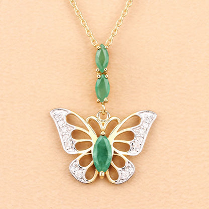 0.72 Carat Genuine Emerald and White Zircon .925 Sterling Silver Pendant by Bids.com
