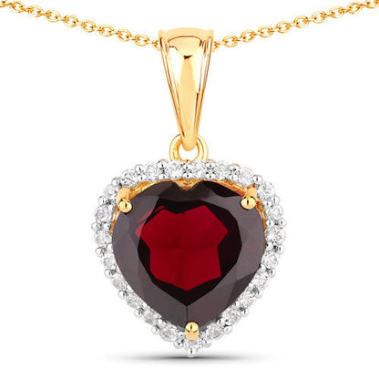 5.76 Carat Genuine Garnet and White Topaz .925 Sterling Silver Pendant by Bids.com