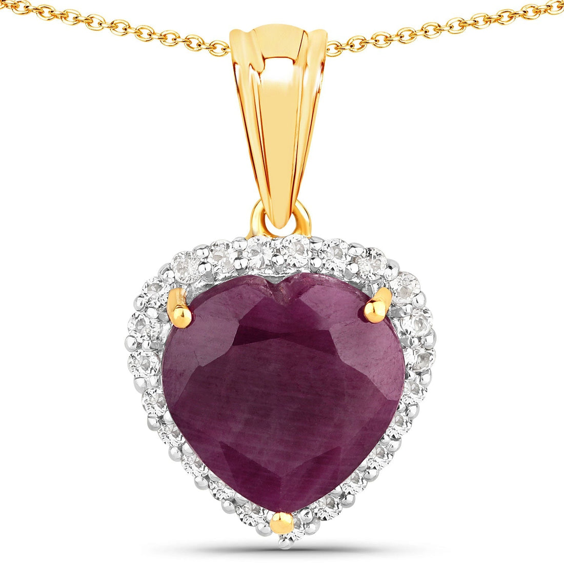 7.11 Carat Ruby and White Topaz .925 Sterling Silver Pendant 