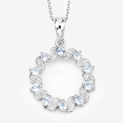 1.10 Carat Genuine Aquamarine and White Topaz .925 Sterling Silver Pendant by Bids.com