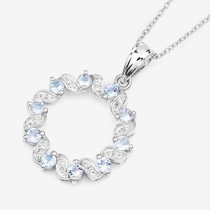 1.10 Carat Genuine Aquamarine and White Topaz .925 Sterling Silver Pendant by Bids.com