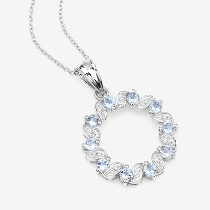 1.10 Carat Genuine Aquamarine and White Topaz .925 Sterling Silver Pendant by Bids.com