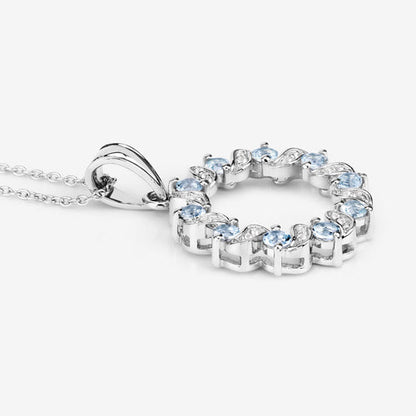 1.10 Carat Genuine Aquamarine and White Topaz .925 Sterling Silver Pendant by Bids.com