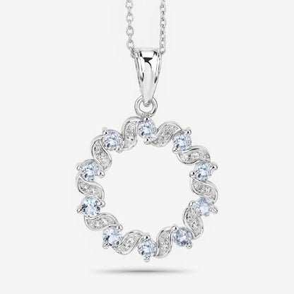 1.10 Carat Genuine Aquamarine and White Topaz .925 Sterling Silver Pendant by Bids.com