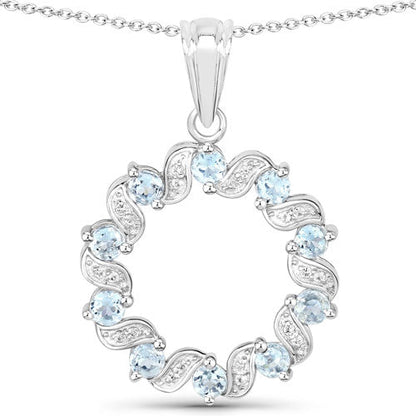 1.10 Carat Genuine Aquamarine and White Topaz .925 Sterling Silver Pendant by Bids.com