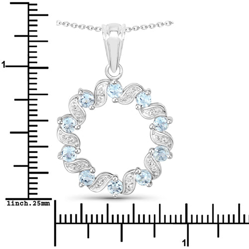 1.10 Carat Genuine Aquamarine and White Topaz .925 Sterling Silver Pendant by Bids.com