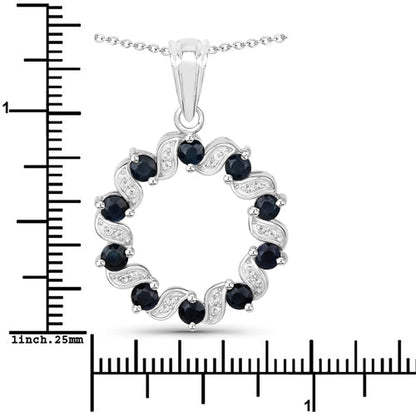 1.30 Carat Genuine Blue Sapphire and White Topaz .925 Sterling Silver Pendant by Bids.com