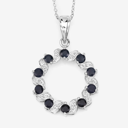 1.30 Carat Genuine Blue Sapphire and White Topaz .925 Sterling Silver Pendant by Bids.com