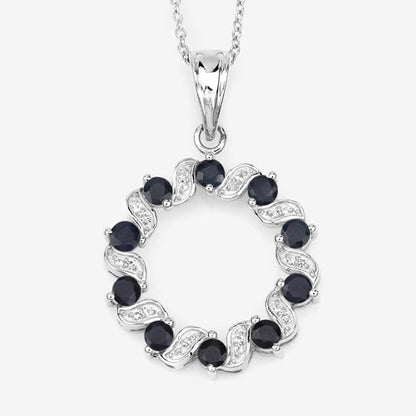 1.30 Carat Genuine Blue Sapphire and White Topaz .925 Sterling Silver Pendant by Bids.com