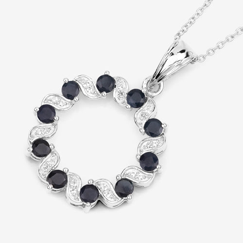 1.30 Carat Genuine Blue Sapphire and White Topaz .925 Sterling Silver Pendant by Bids.com