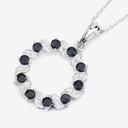 1.30 Carat Genuine Blue Sapphire and White Topaz .925 Sterling Silver Pendant by Bids.com