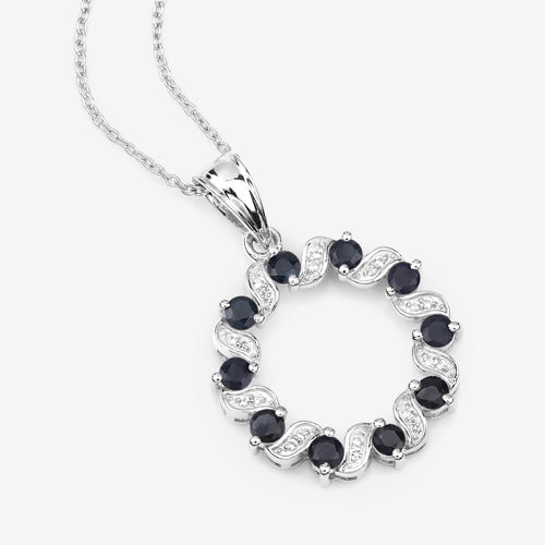 1.30 Carat Genuine Blue Sapphire and White Topaz .925 Sterling Silver Pendant by Bids.com