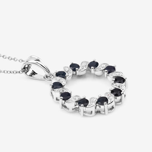 1.30 Carat Genuine Blue Sapphire and White Topaz .925 Sterling Silver Pendant by Bids.com