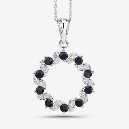 1.30 Carat Genuine Blue Sapphire and White Topaz .925 Sterling Silver Pendant by Bids.com