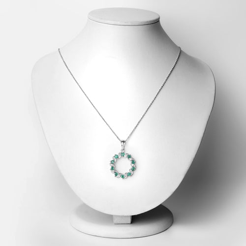 1.10 Carat Genuine Emerald and White Topaz .925 Sterling Silver Pendant  DestGlow