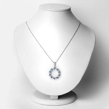 1.50 Carat Genuine London Blue Topaz and White Topaz .925 Sterling Silver Pendant  DestGlow