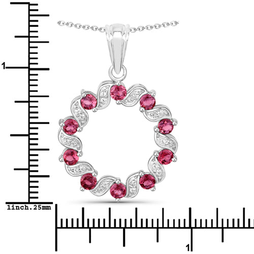 1.30 Carat Genuine Pink Tourmaline and White Topaz .925 Sterling Silver Pendant by Bids.com