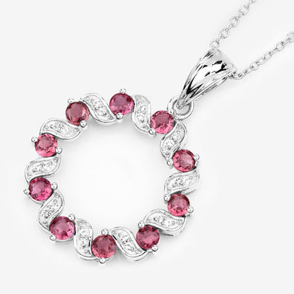 1.30 Carat Genuine Pink Tourmaline and White Topaz .925 Sterling Silver Pendant by Bids.com
