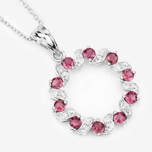 1.30 Carat Genuine Pink Tourmaline and White Topaz .925 Sterling Silver Pendant by Bids.com