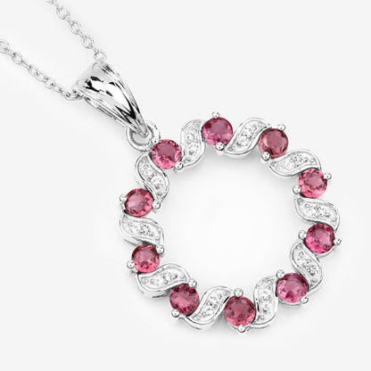 1.30 Carat Genuine Pink Tourmaline and White Topaz .925 Sterling Silver Pendant by Bids.com