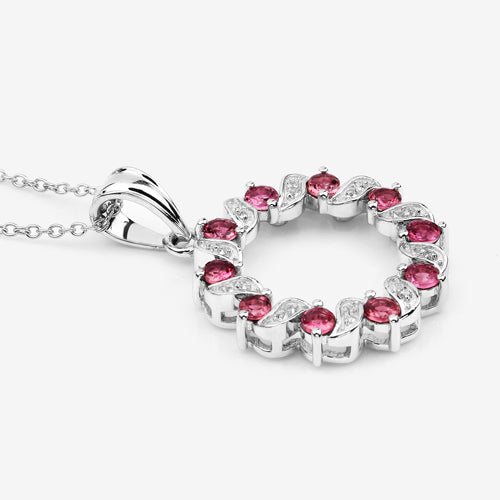 1.30 Carat Genuine Pink Tourmaline and White Topaz .925 Sterling Silver Pendant by Bids.com
