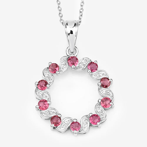 1.30 Carat Genuine Pink Tourmaline and White Topaz .925 Sterling Silver Pendant by Bids.com