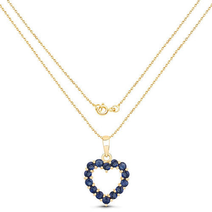 0.64 Carat Genuine Blue Sapphire 10K Yellow Gold  Pendant  DestGlow