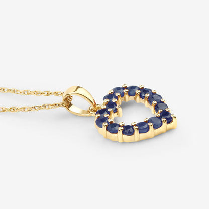 0.64 Carat Genuine Blue Sapphire 10K Yellow Gold  Pendant  DestGlow