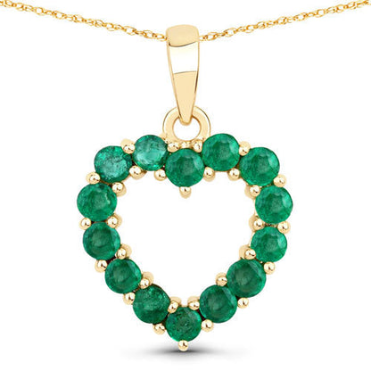0.48 Carat Genuine Zambian Emerald 10K Yellow Gold  Pendant  DestGlow