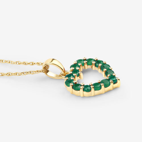 0.48 Carat Genuine Zambian Emerald 10K Yellow Gold  Pendant  DestGlow