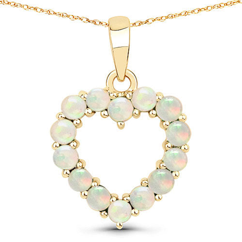 0.42 Carat Genuine Ethiopian Opal 10K Yellow Gold Pendant  DestGlow