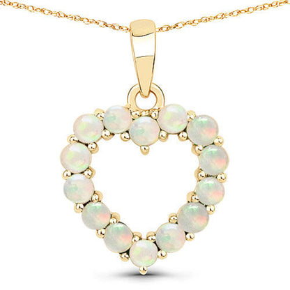 0.42 Carat Genuine Ethiopian Opal 10K Yellow Gold Pendant  DestGlow