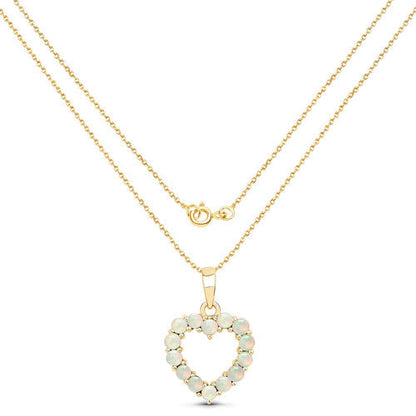 0.42 Carat Genuine Ethiopian Opal 10K Yellow Gold Pendant  DestGlow