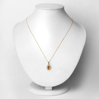 1.78 Carat Genuine Yellow Sapphire and White Diamond 14K Yellow Gold Pendant by Bids.com