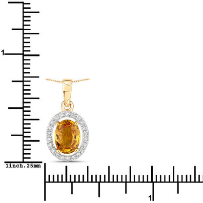 1.78 Carat Genuine Yellow Sapphire and White Diamond 14K Yellow Gold Pendant by Bids.com