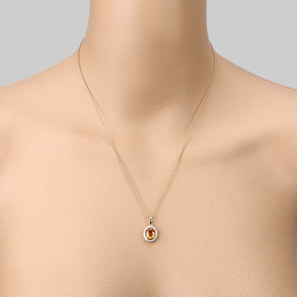 1.78 Carat Genuine Yellow Sapphire and White Diamond 14K Yellow Gold Pendant by Bids.com