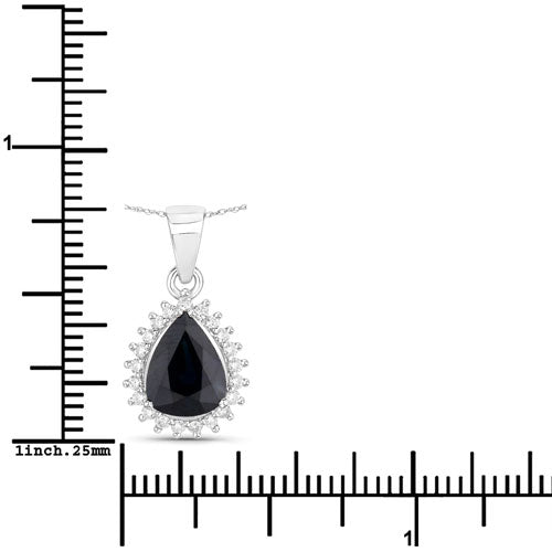 2.09 Carat Genuine Blue Sapphire and White Diamond 14K White Gold Pendant by Bids.com